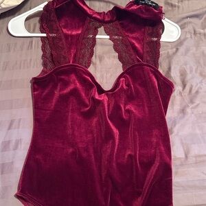 Elegant Burgundy Lace Bodysuit